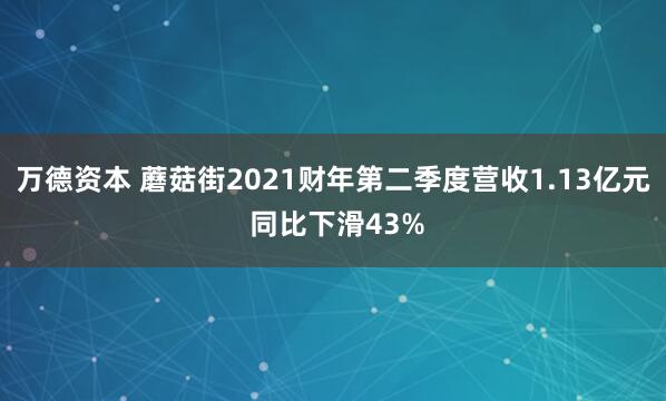 万德资本 蘑菇街2021财年第二季度营收1.13亿元 同比下滑43%